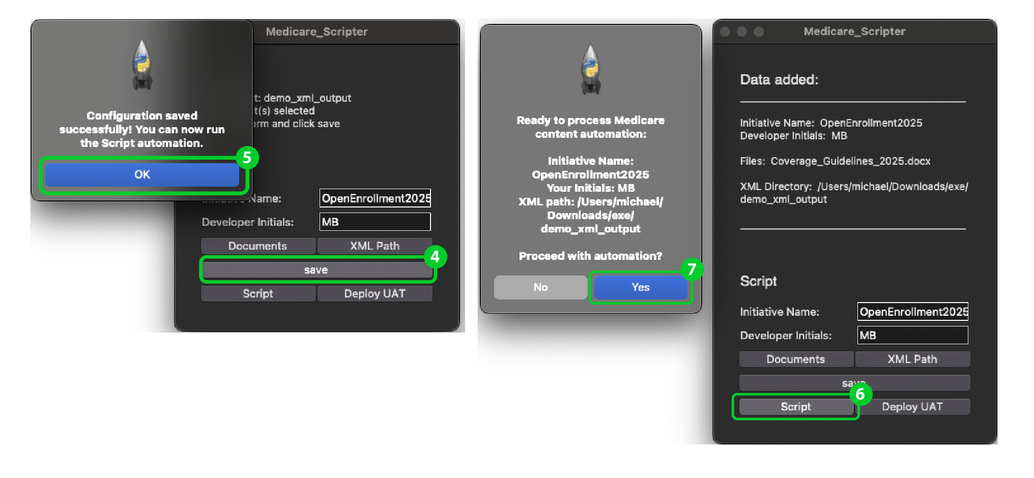Configuration Save and Script Execution Process