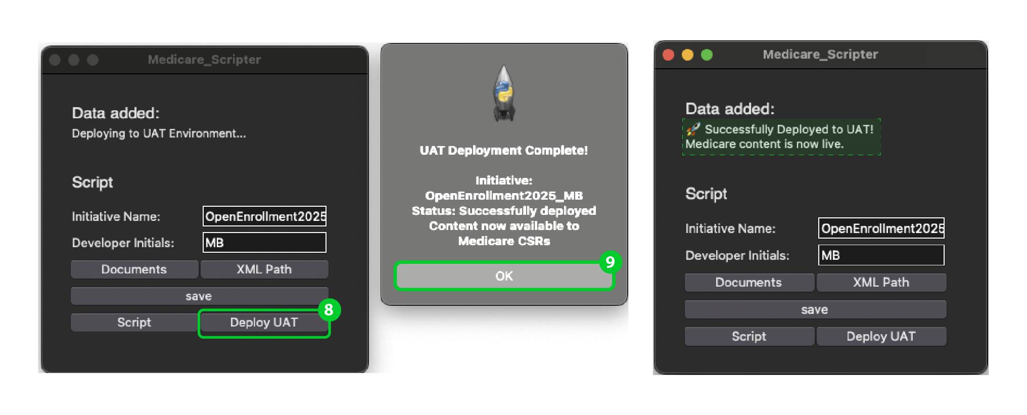 UAT Deployment Process and Success State