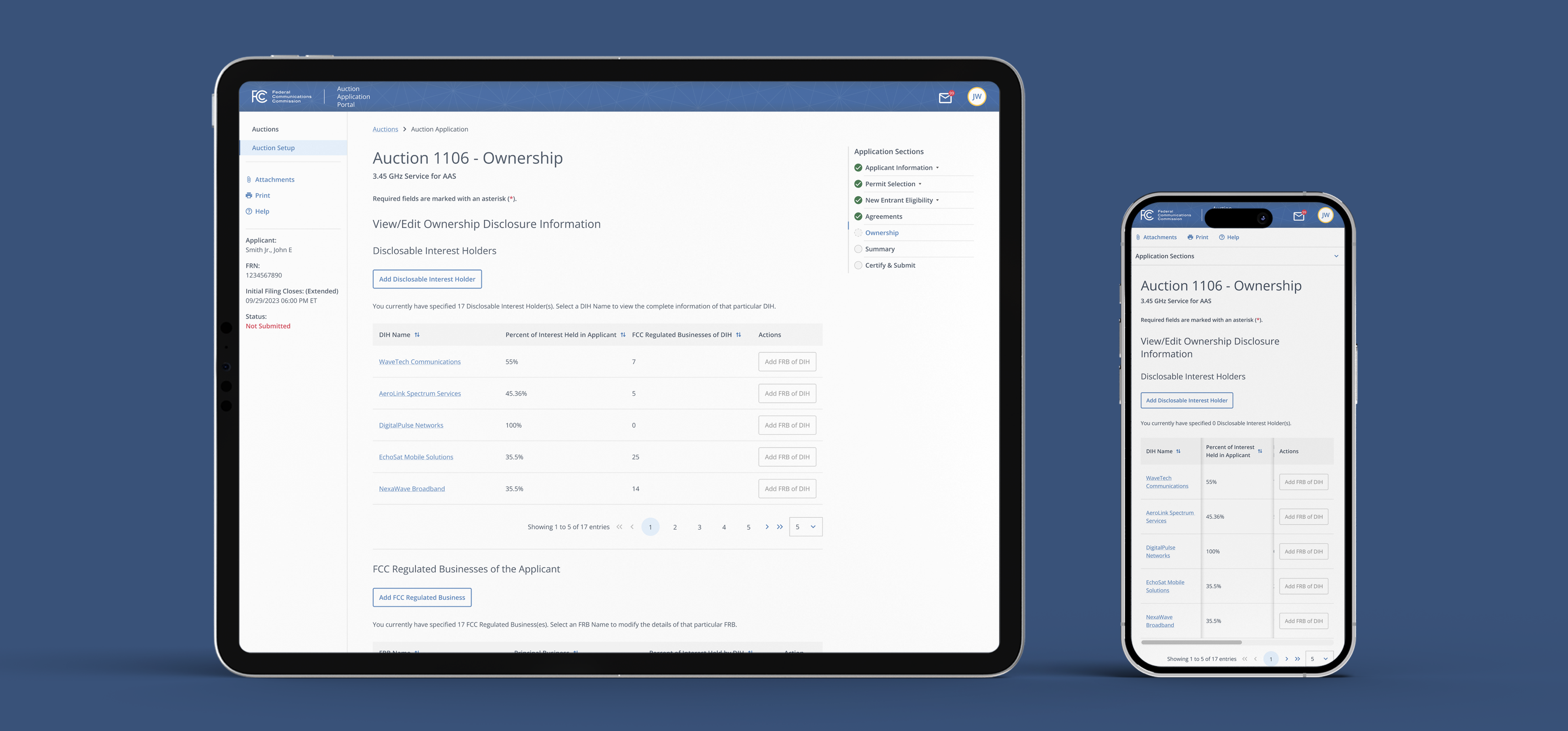 FCC Auction System Responsive Design Showcase